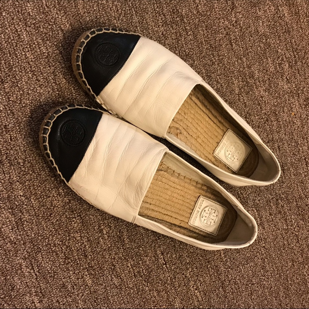 TORY BURCH WHITE LEATHER ESPADRILLES